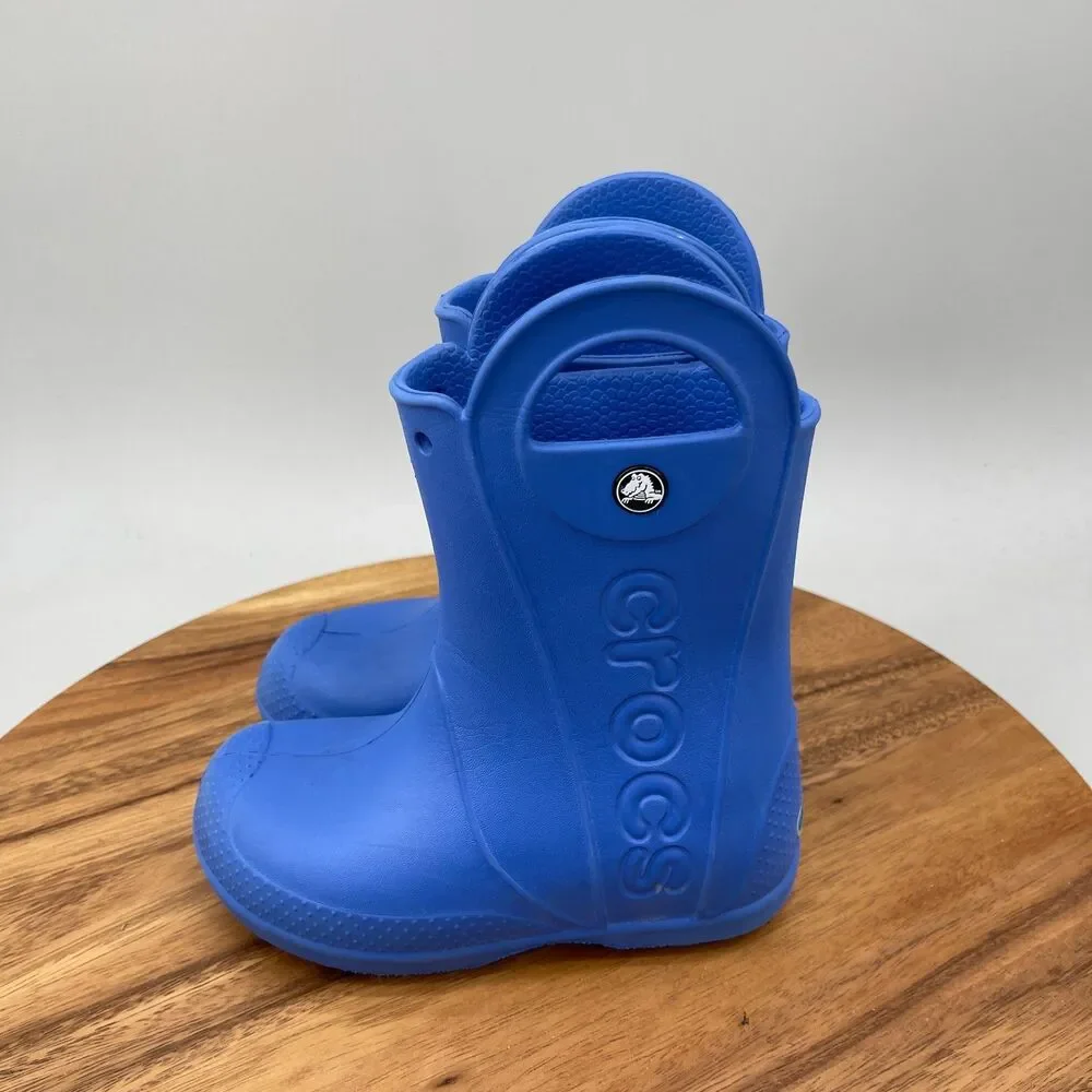 Crocs Handle It Rain Boots Youth Kids C12 Sea Blue Outdoor Waterproof Unisex